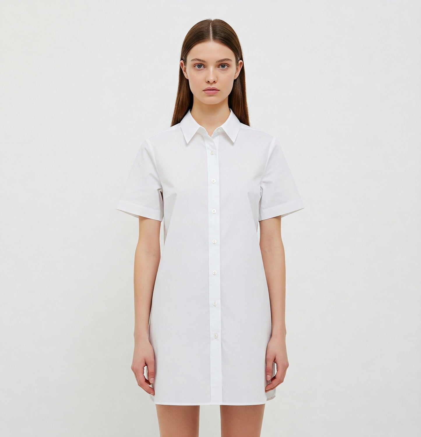 STRAIGHT COTTON WHITE SHIRT DRESS