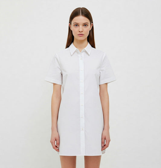 STRAIGHT COTTON WHITE SHIRT DRESS